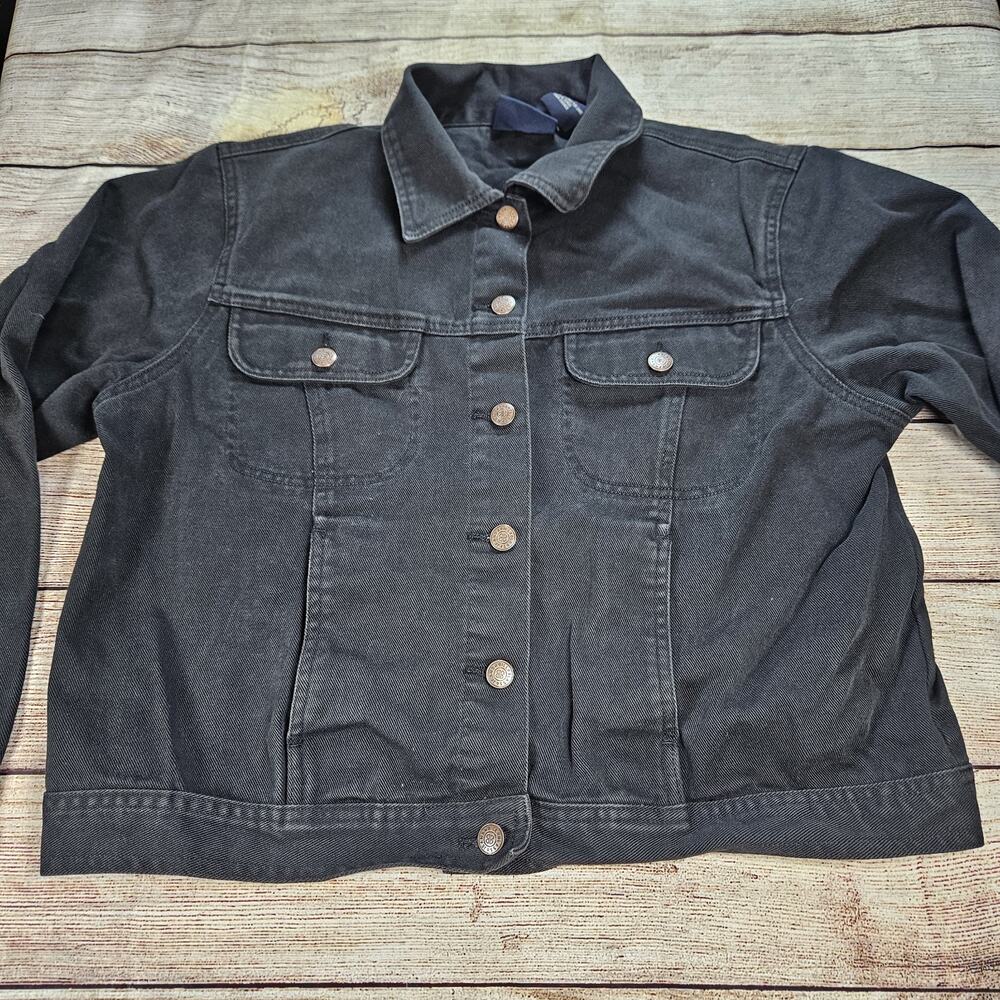 Vintage Bill Blass Black Jeans Jacket Women's Size Large Denim